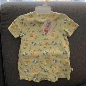 Baby Safari giraffe and zebra mint green Romper onesie